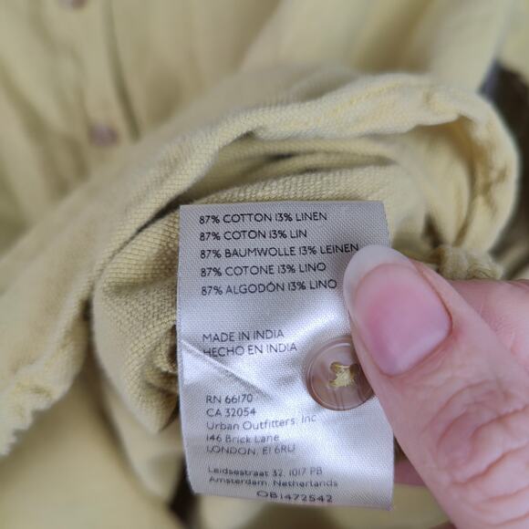 Anthropologie Pilcro Button Up Shirt Womens‎ Small Yellow Cotton Linen Blend - Picture 6 of 7